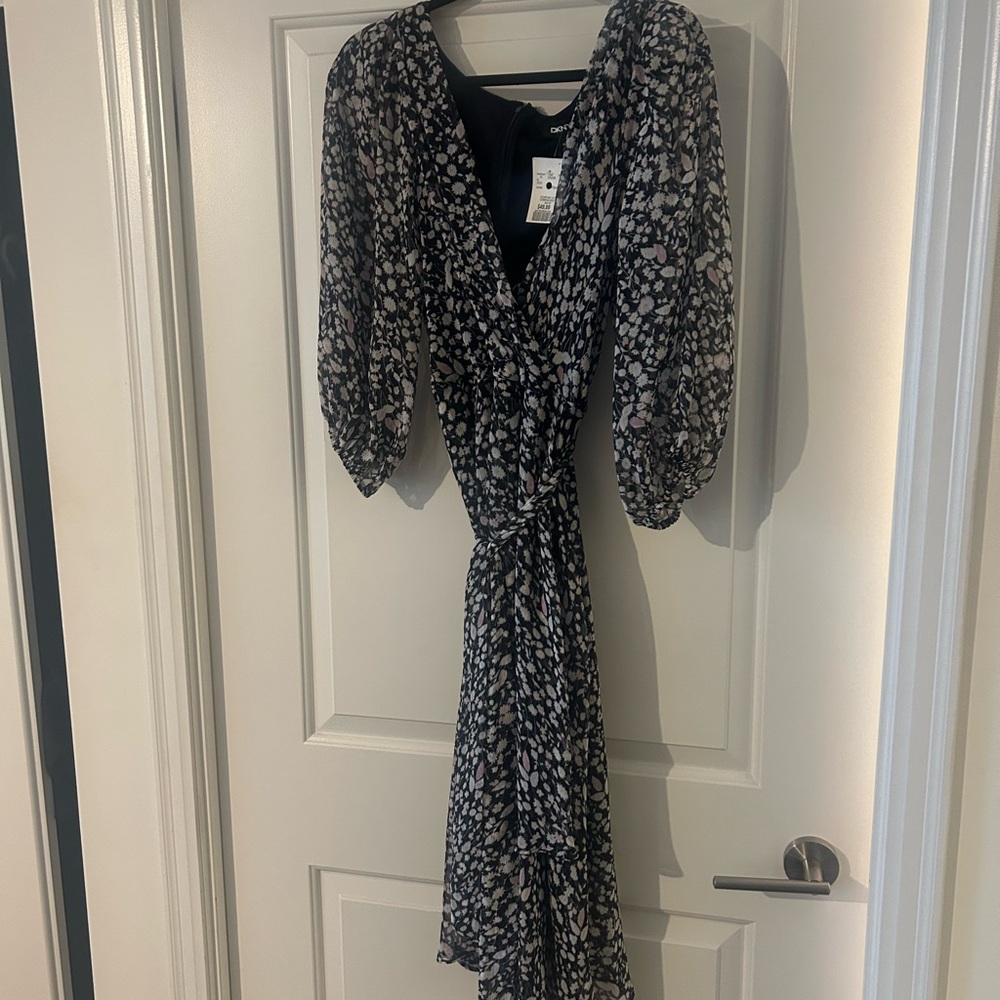 DKNY Black and White Floral Dress